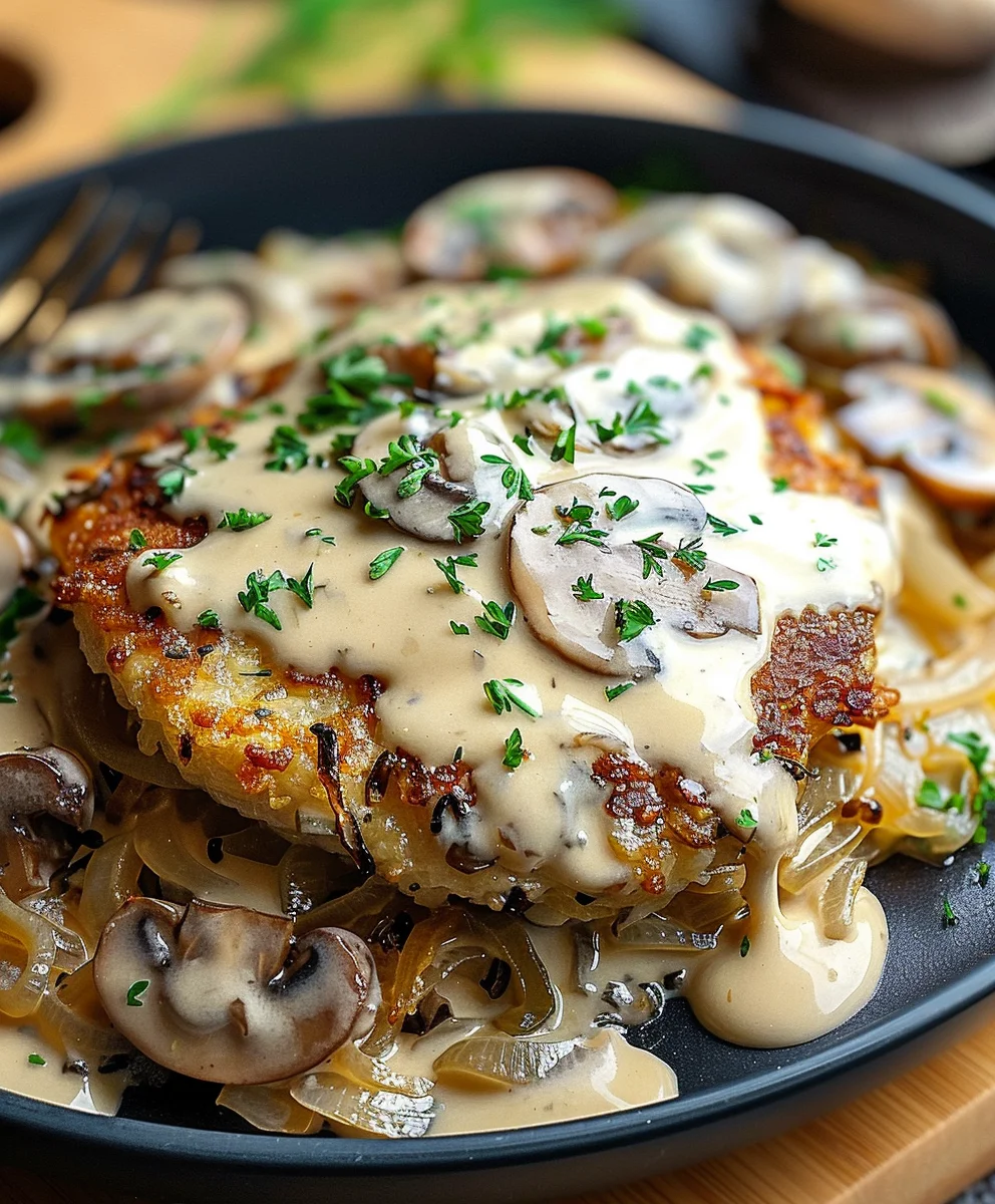 Mozzarella Roesti mit cremiger Pilzrahmsauce – unwiderstehlich!