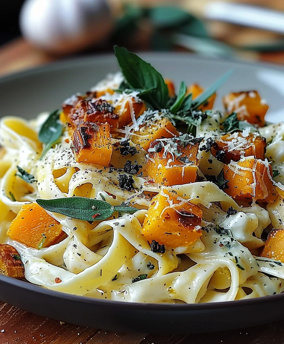 Herzhafte Butternusskürbis-Salbei-Pasta