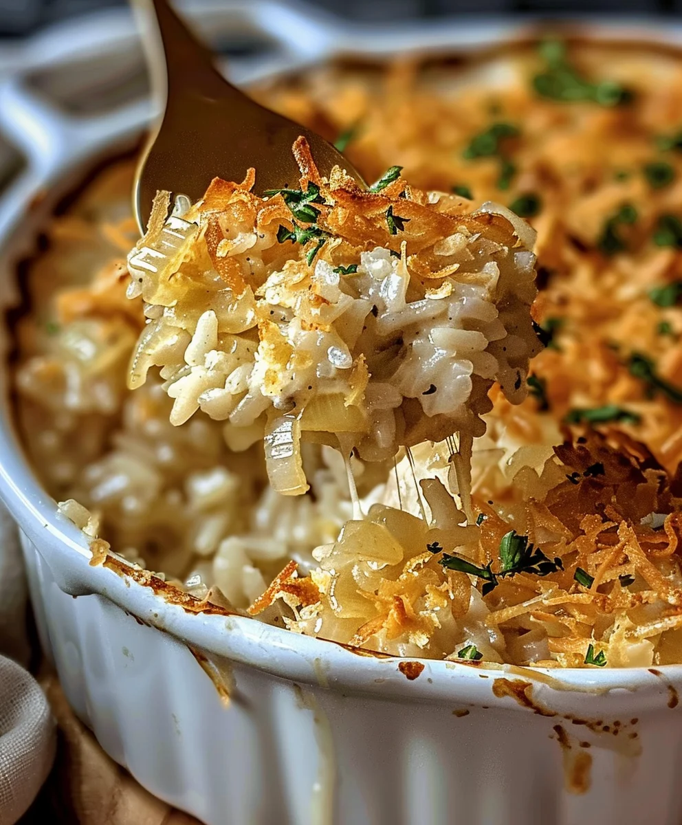 French Onion Hähnchen Reisauflauf