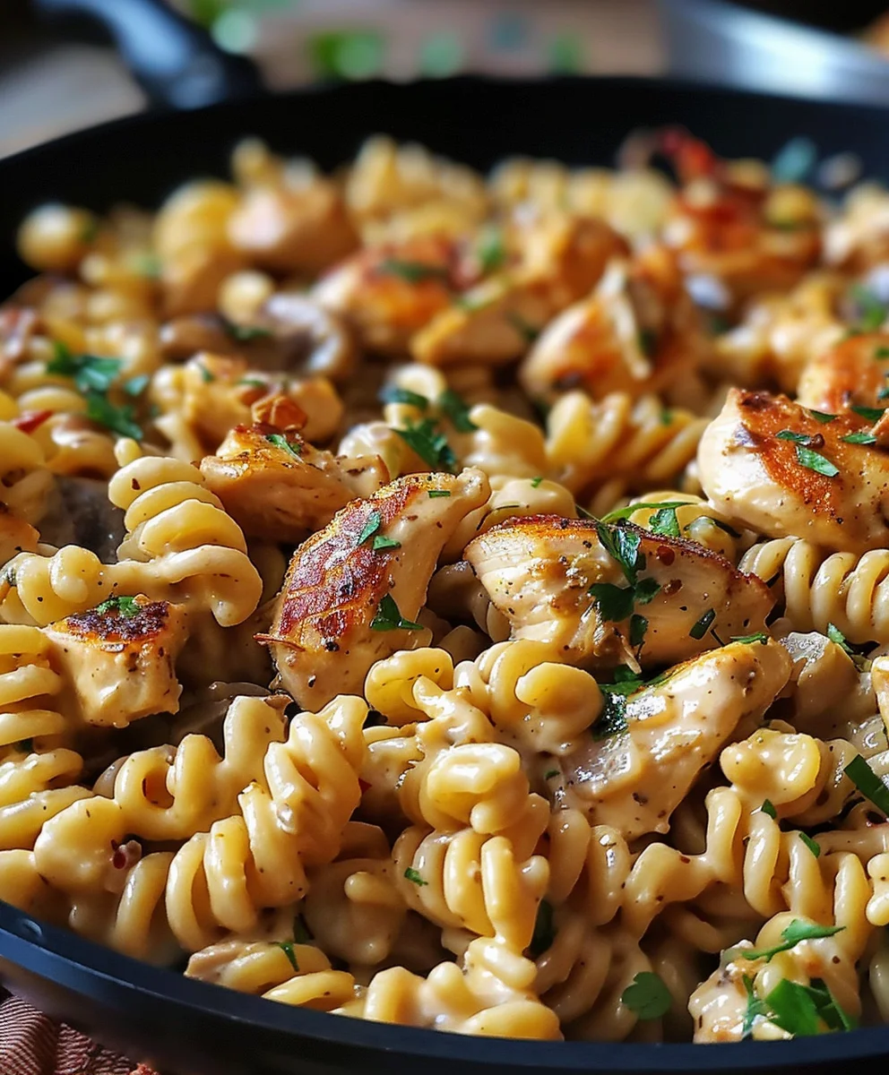 Leckere Käse-Cajun Hähnchen Rotini Pfanne einfach gemacht!