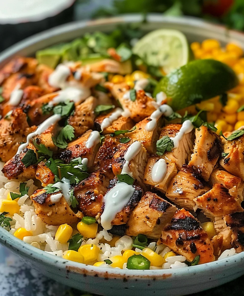 Street Corn Hähnchen Reis Bowl