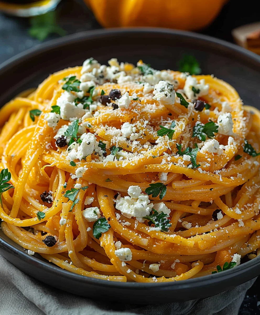 Cremige Kürbis Nudeln mit Feta – Schnell & unwiderstehlich!