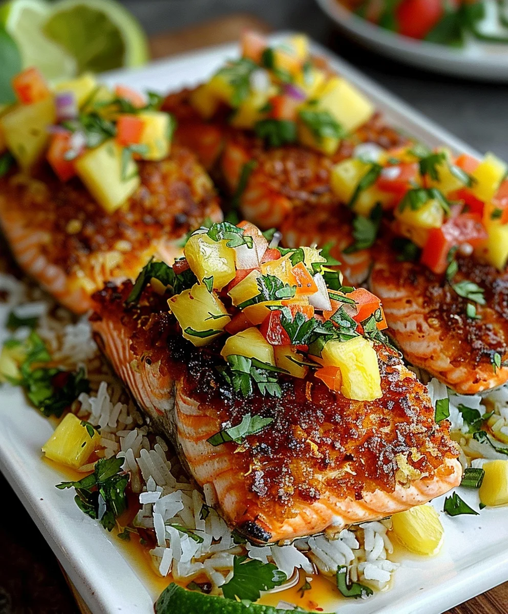 Knuspriger Kokos-Lachs mit fruchtiger Ananas-Salsa