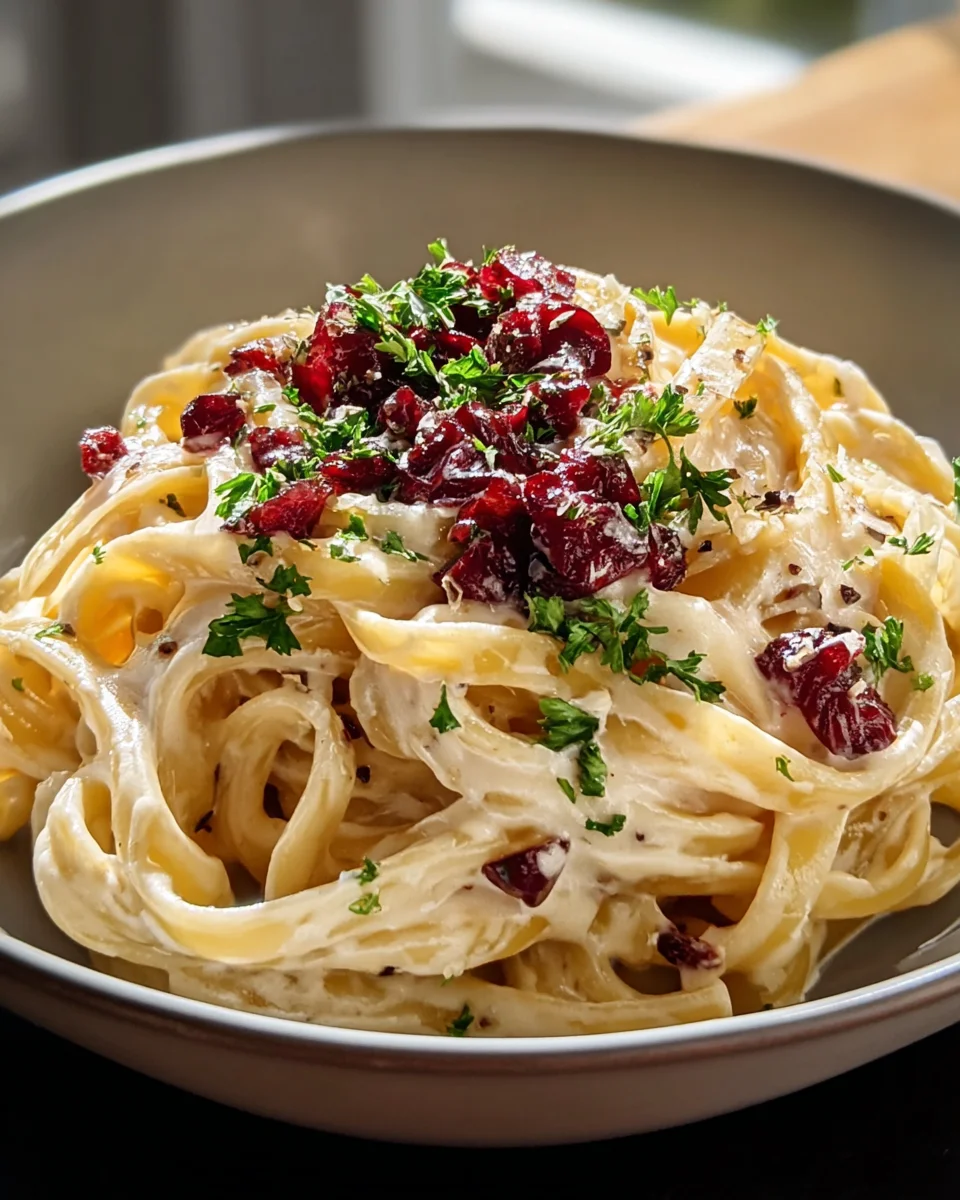 Cremige Brie Pasta mit Preiselbeeren Kompott: Einfach & Lecker!