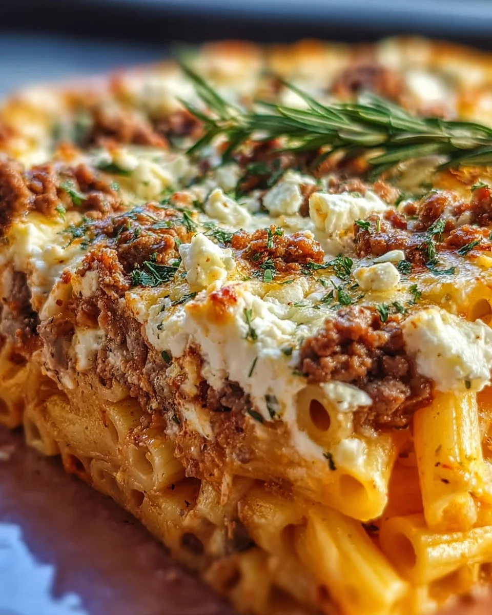 Griechischer Nudelauflauf mit Feta & saftigem Hackfleisch