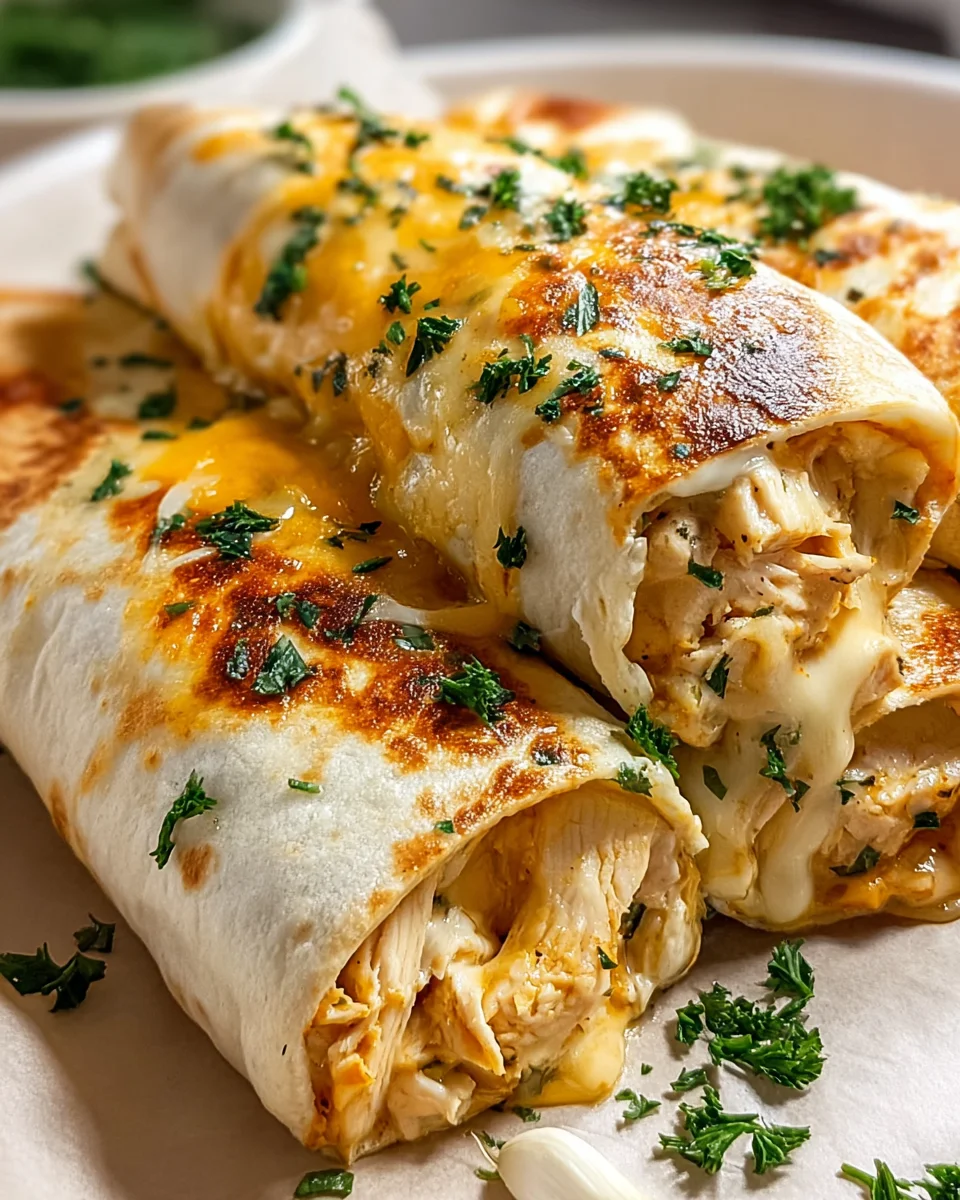 Cremig-käsig-saftige Knoblauch Hähnchen Wraps