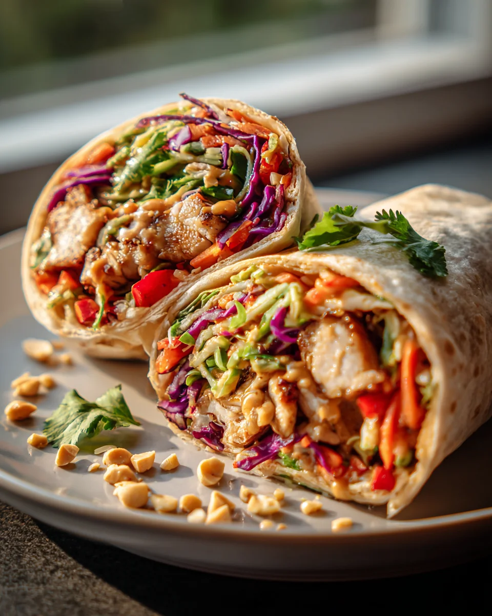 Thai Hähnchen Wrap: Knackiger Asia-Slaw für schnellen Genuss.