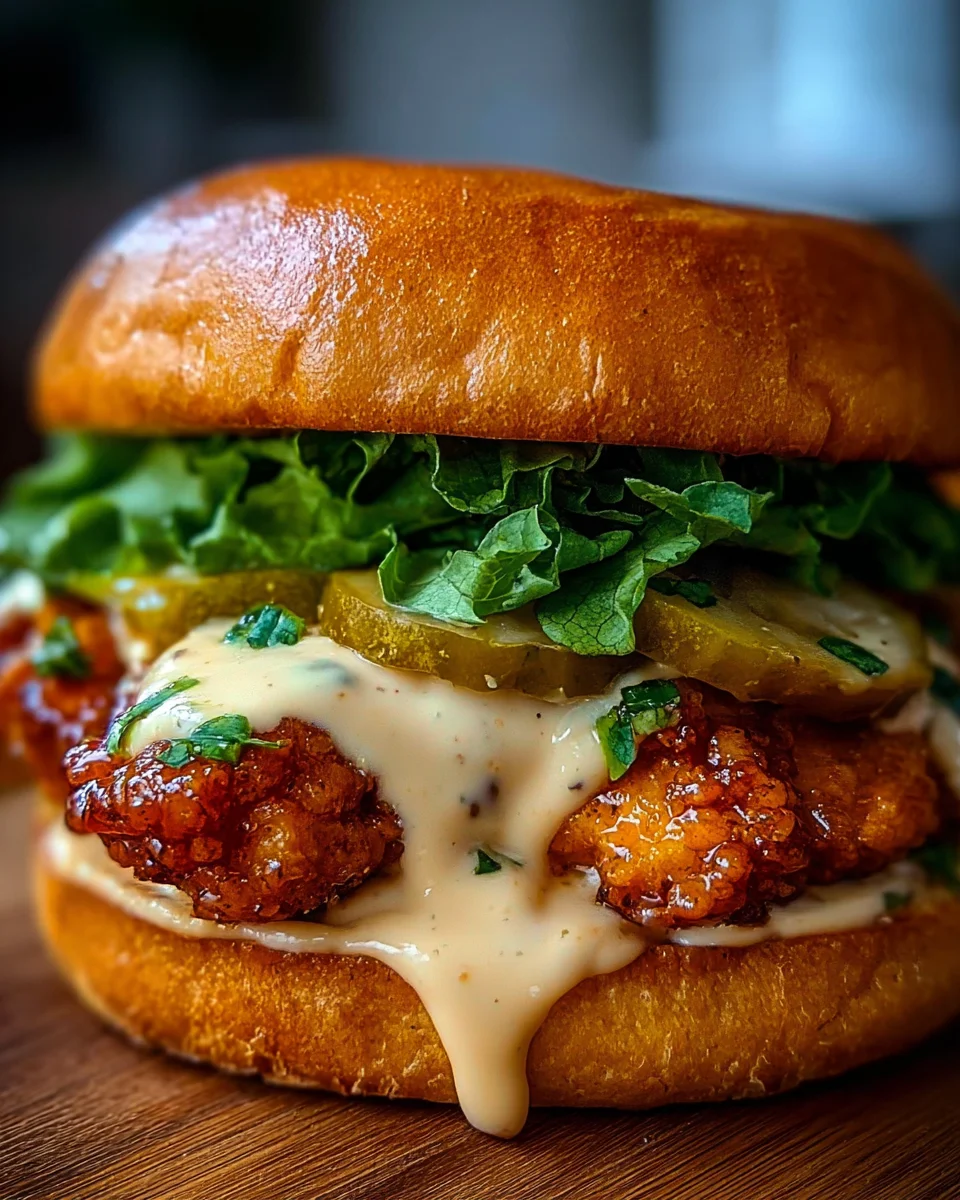 Scharfes Hähnchen Sandwich mit cremiger Sauce – Rezept