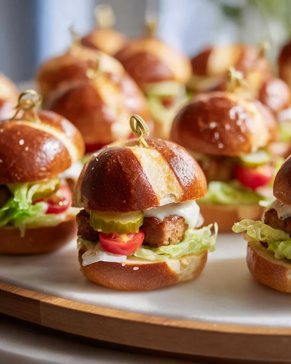 Mini Laugen Burger mit saftigem Leberkäse-Genuss