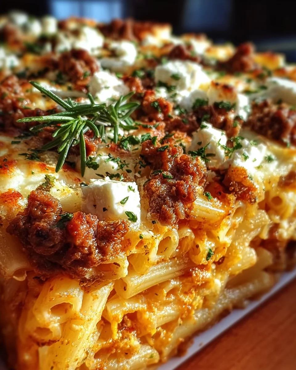Griechischer Nudelauflauf mit Feta & saftigem Hackfleisch
