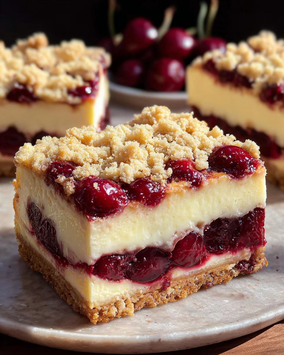 Saftiger Käsekuchen mit Kirschextrakt & Streuseln