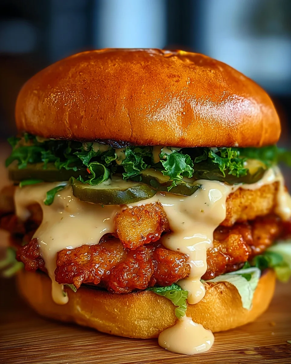 Scharfes Hähnchen Sandwich mit cremiger Sauce – Rezept