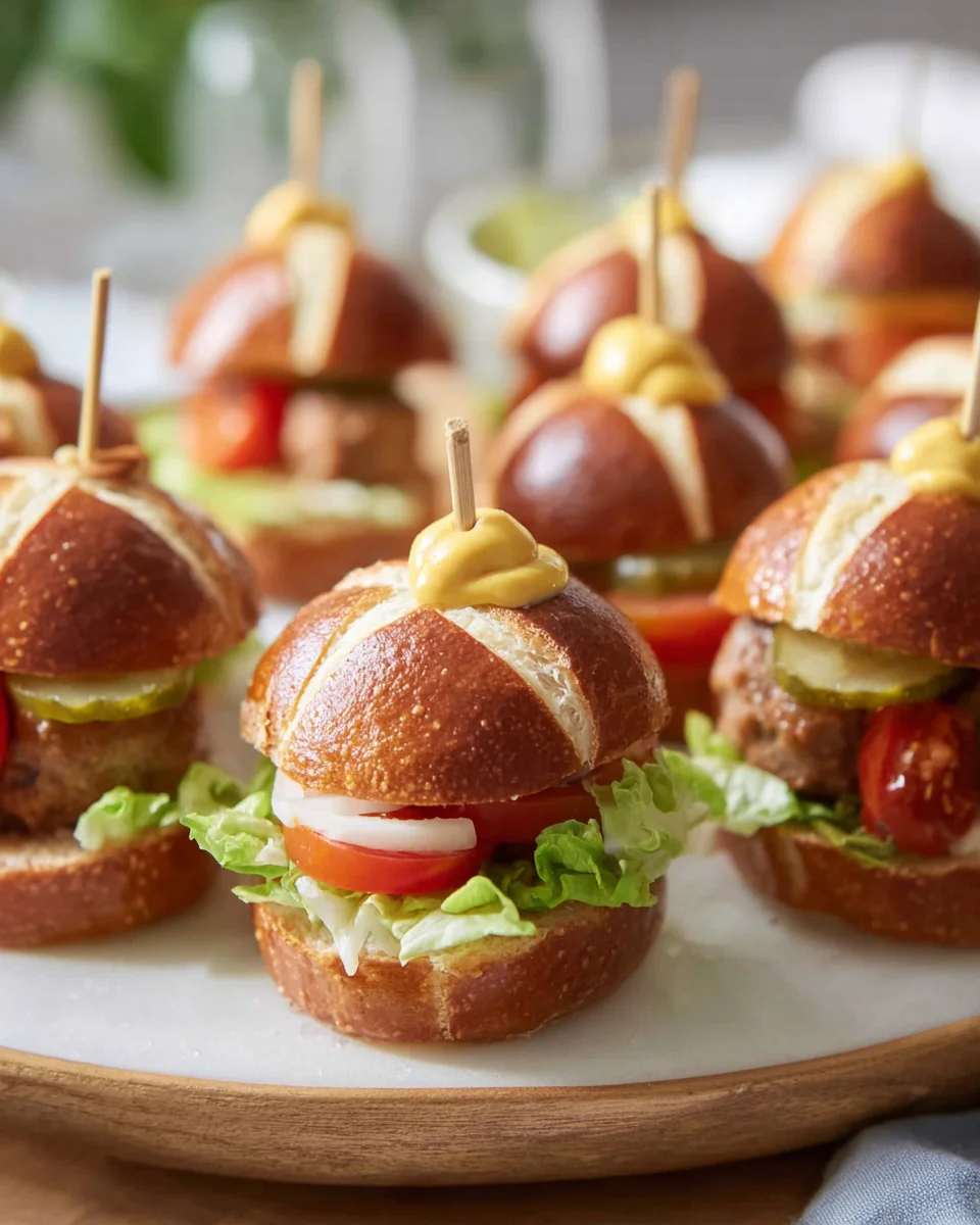 Mini Laugen Burger mit saftigem Leberkäse-Genuss
