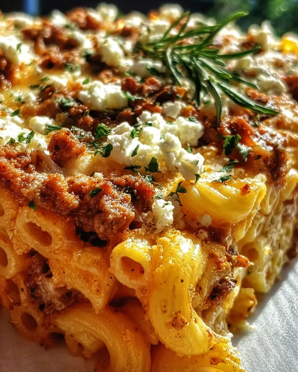 Griechischer Nudelauflauf mit Feta & saftigem Hackfleisch