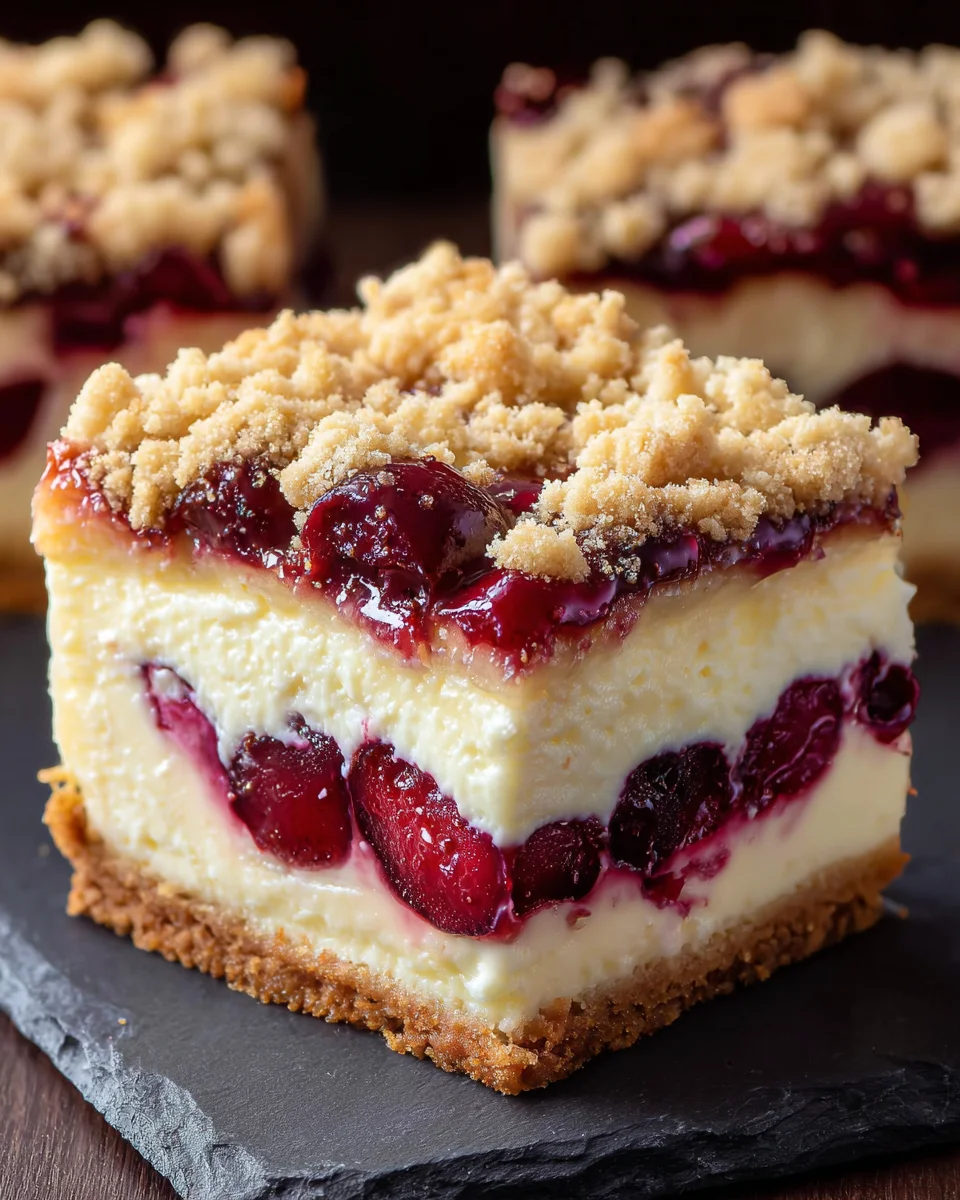 Saftiger Käsekuchen mit Kirschextrakt & Streuseln