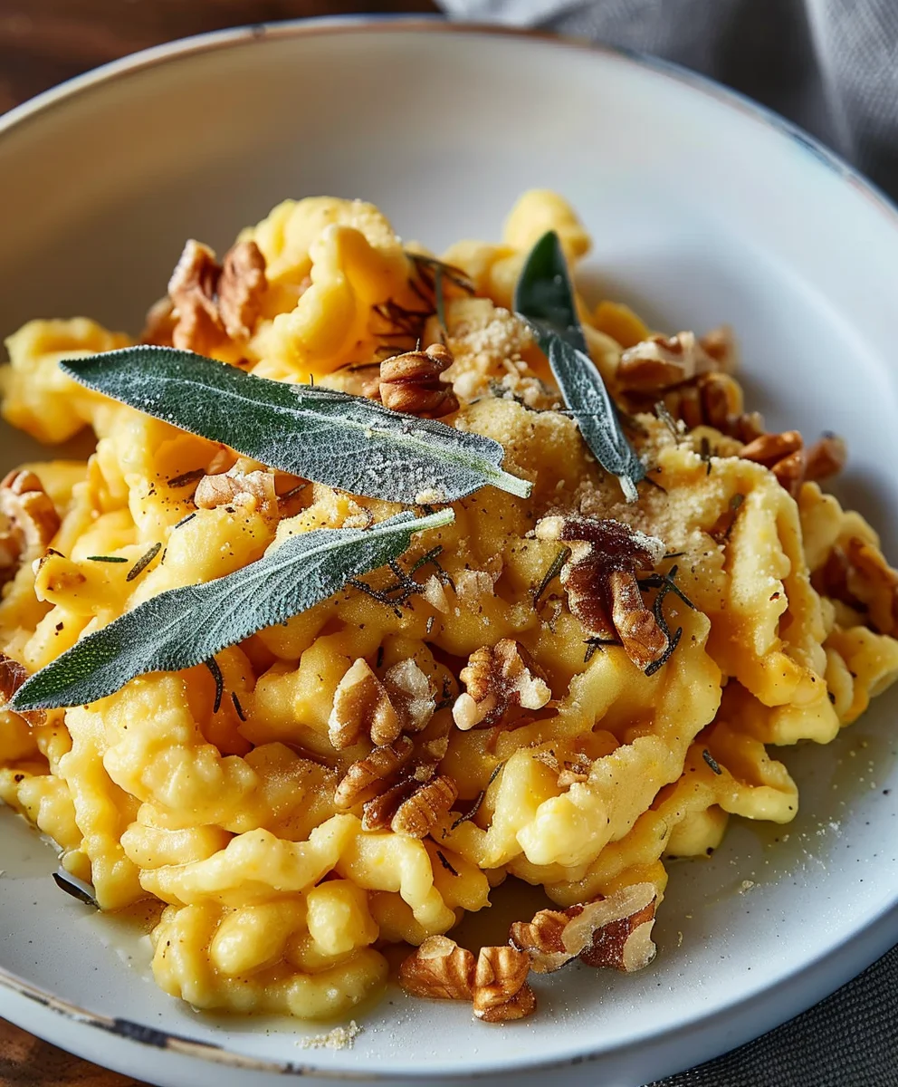 Kürbis Spätzle mit Walnuss-Salbei: Herbstgenuss pur!