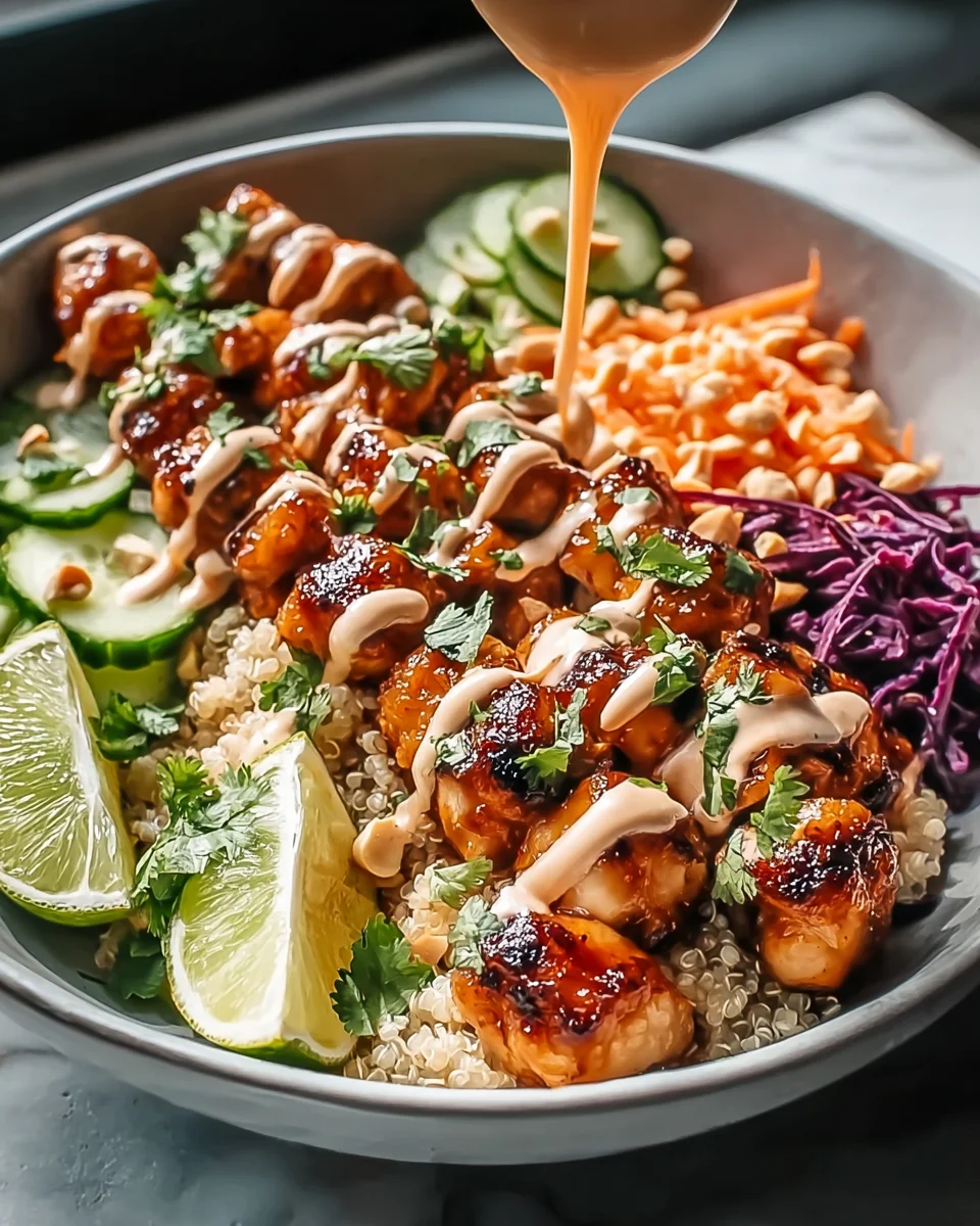 Deliziöse Süß-Scharfe Hähnchen Bowl mit Kokos-Limetten-Dressing