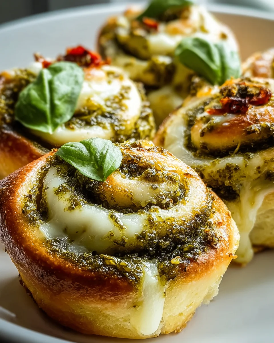 Köstliche Pizzaschnecken mit Pesto & Mozzarella selbst backen.