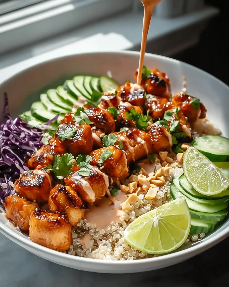 Deliziöse Süß-Scharfe Hähnchen Bowl mit Kokos-Limetten-Dressing