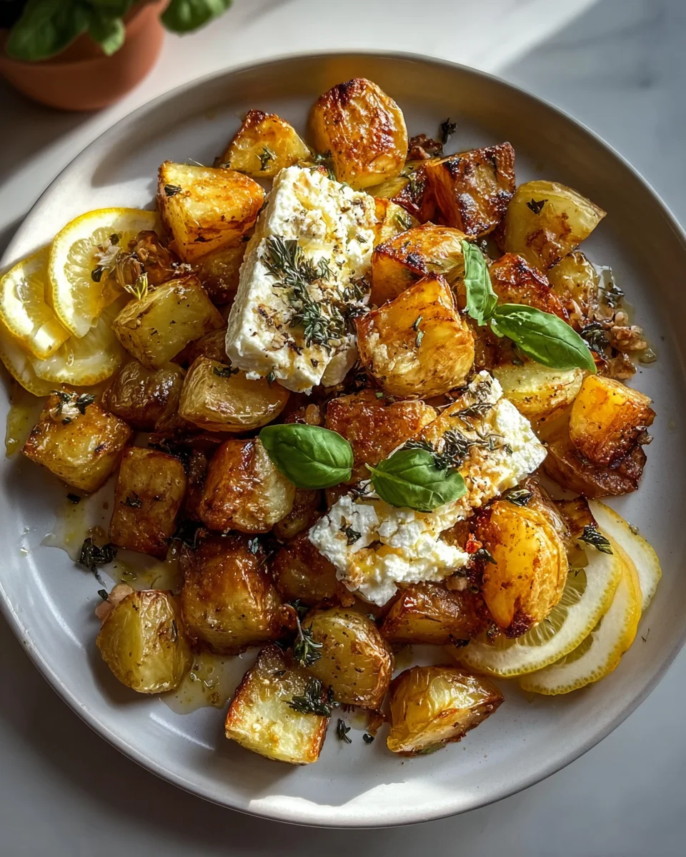 Geröstete Kartoffeln mit Feta & Knoblauch: Einfach & lecker