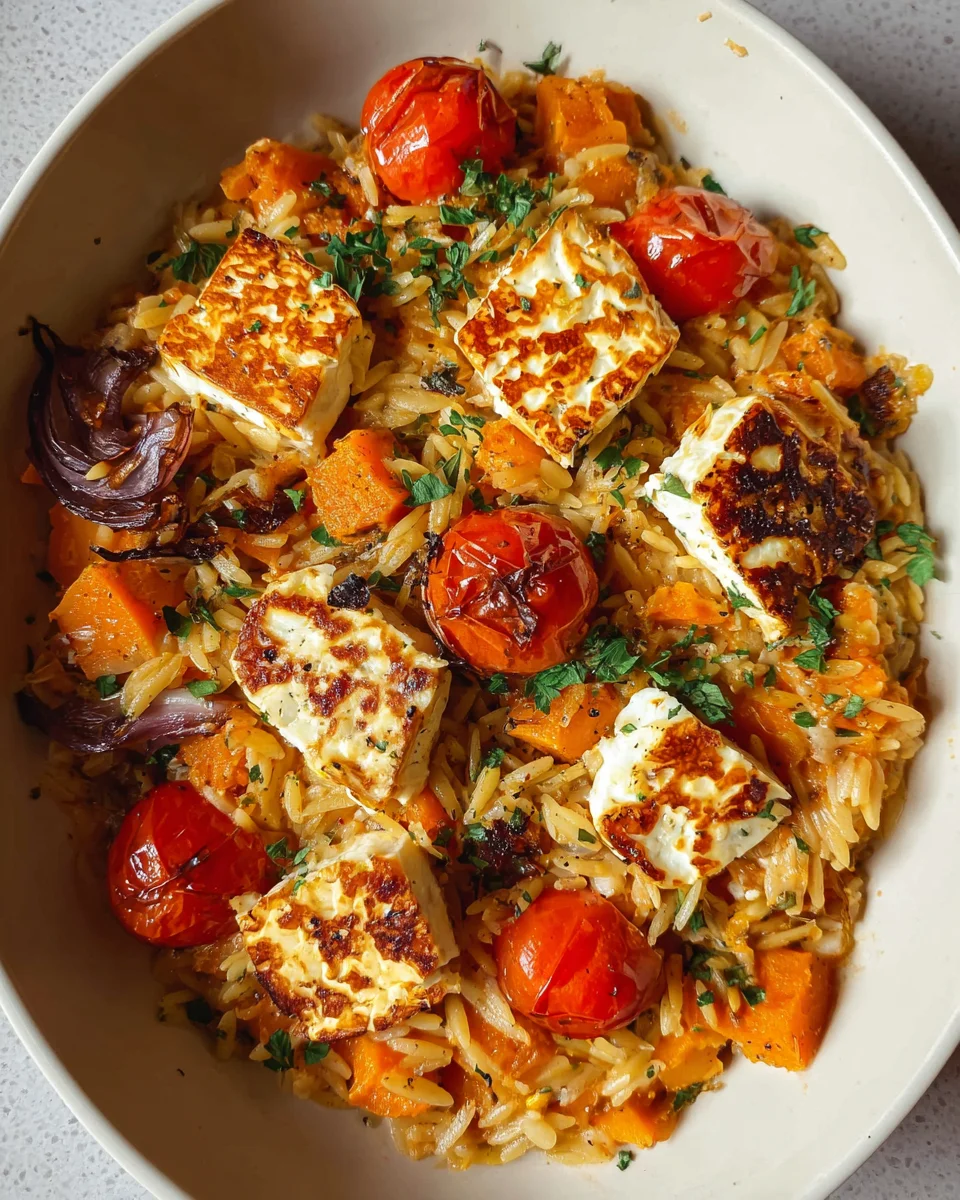 Cremiger Herbst-Halloumi Orzo Auflauf: Jetzt probieren!