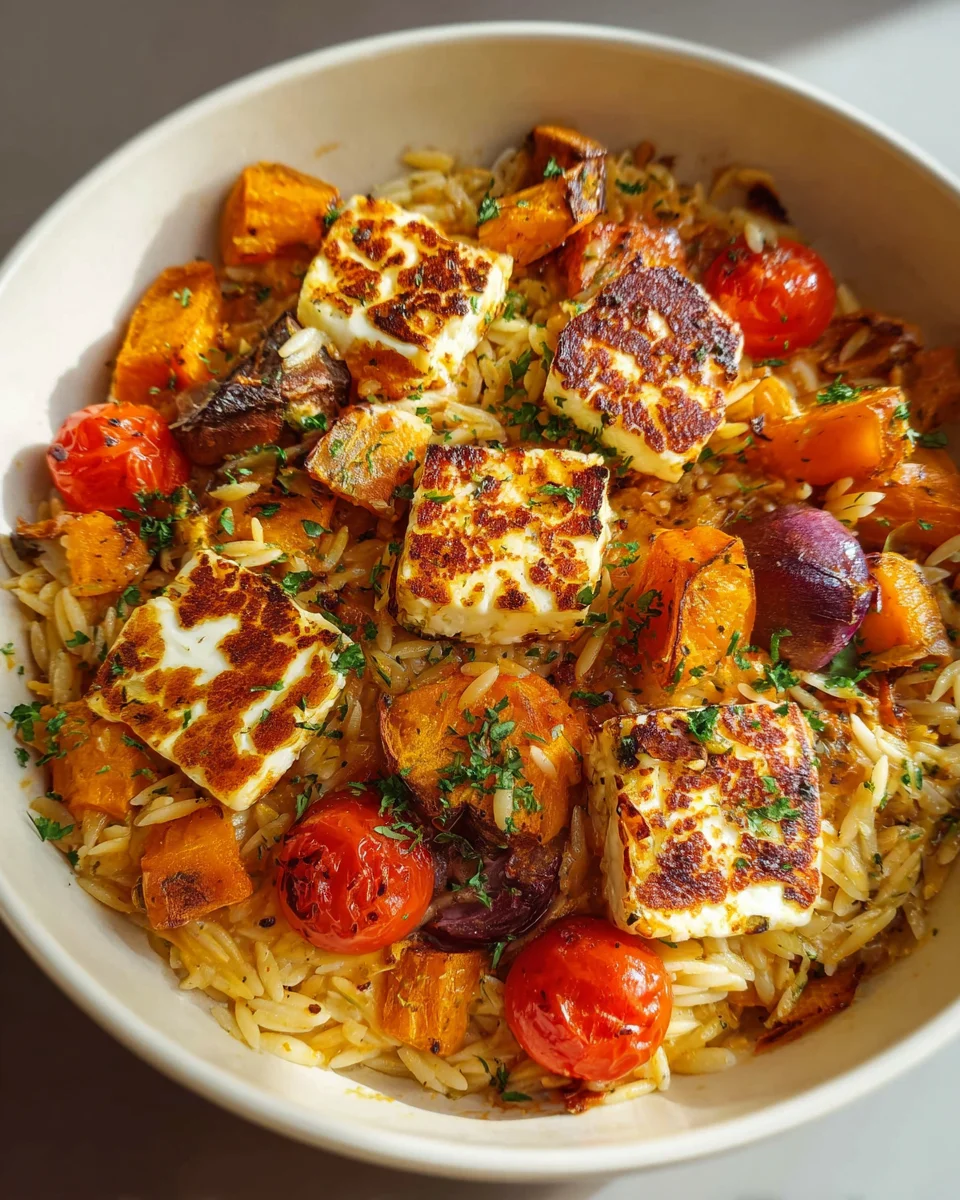 Cremiger Herbst-Halloumi Orzo Auflauf: Jetzt probieren!
