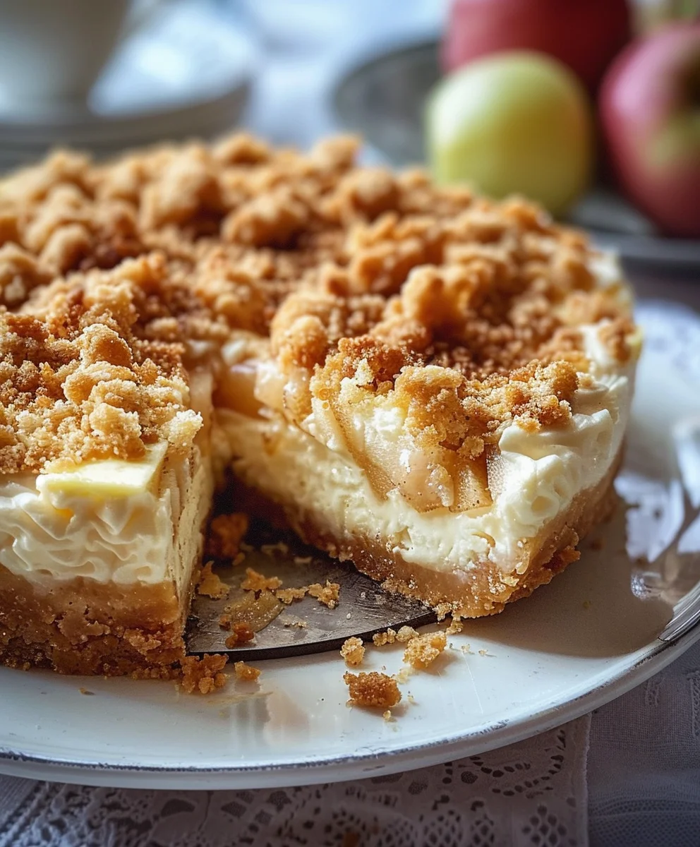Apfel Crumble Käsekuchen: Cremig, knusprig & unwiderstehlich