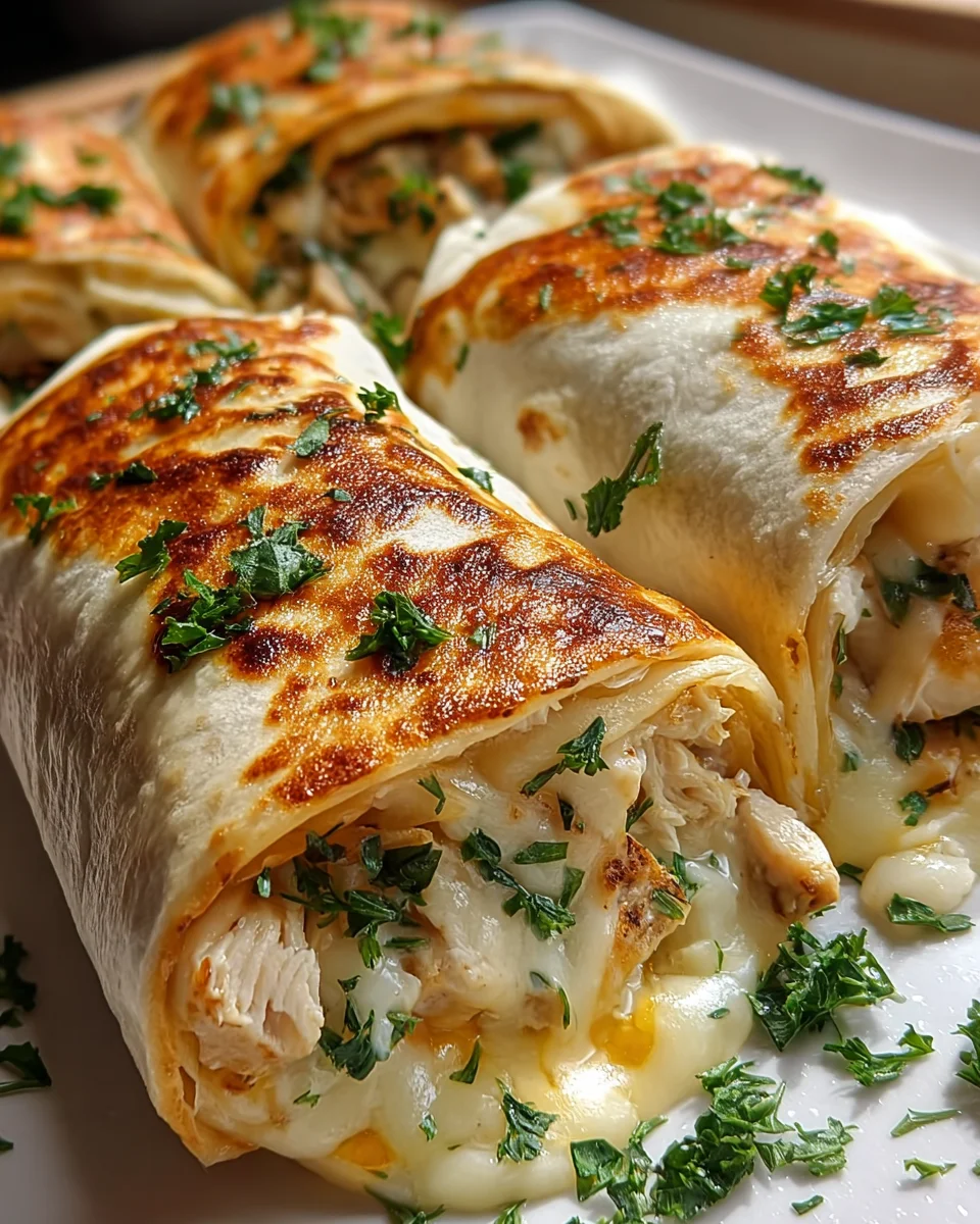 Cremig-käsig-saftige Knoblauch Hähnchen Wraps