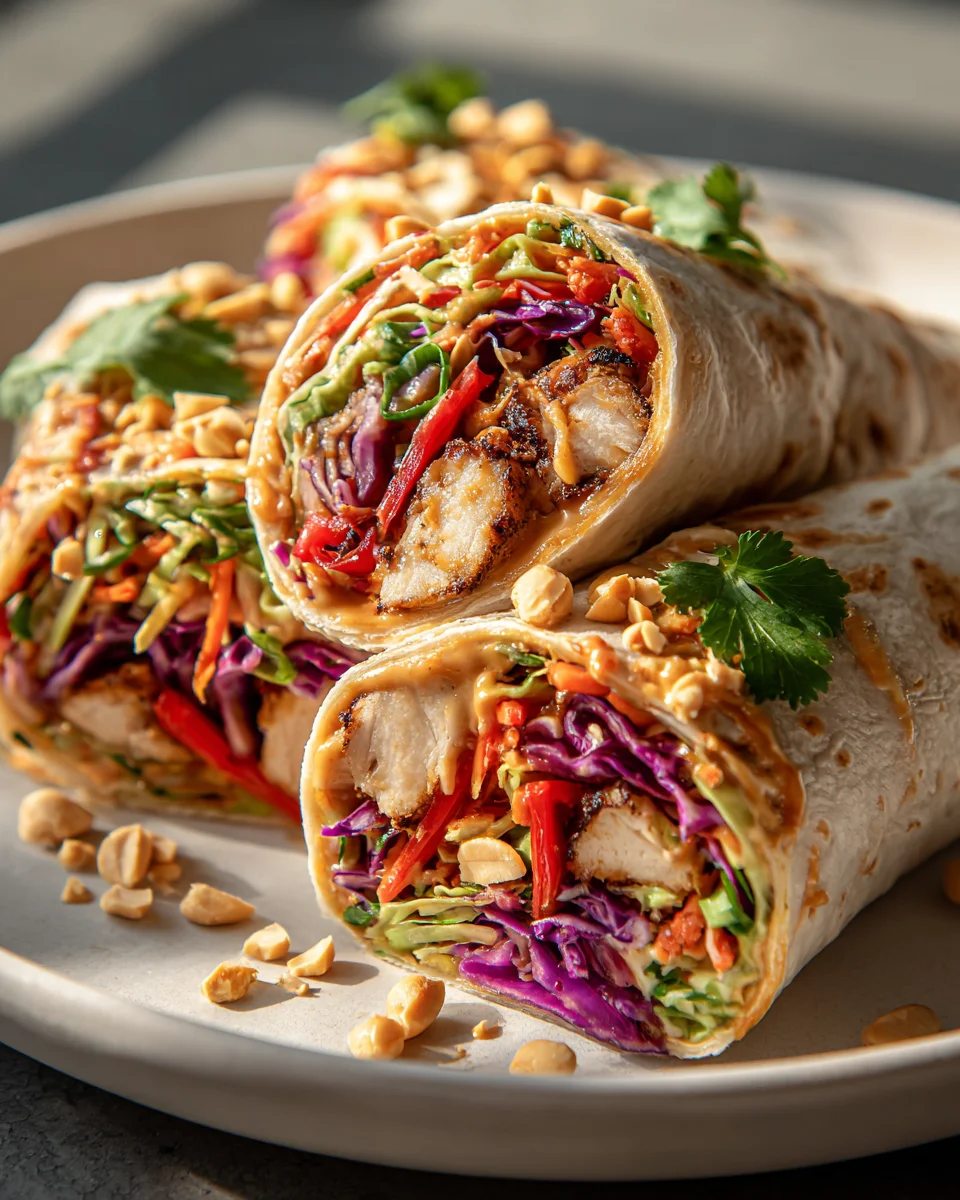 Thai Hähnchen Wrap: Knackiger Asia-Slaw für schnellen Genuss.