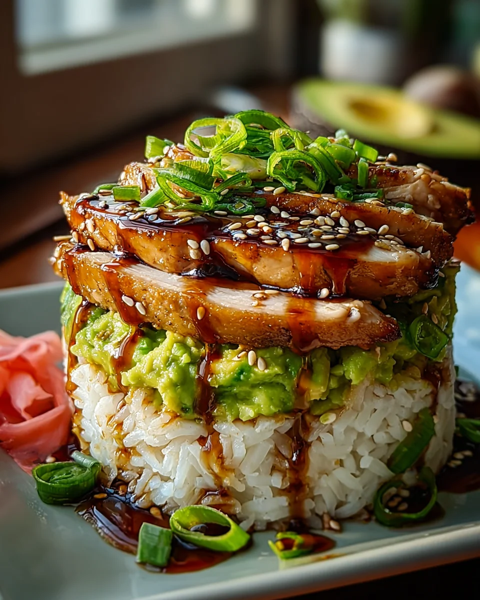 Teriyaki Hähnchen Avocado Stapel: Lecker & Gesund Genießen!