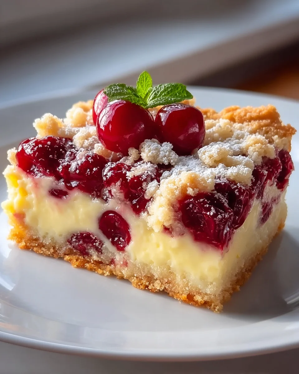 Kirsch Extraktkuchen mit Streuseln und Vanillepudding genießen
