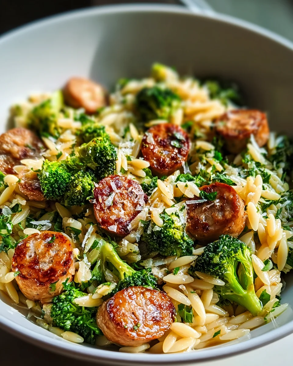 Schnelles Rezept: Hähnchenwurst mit Brokkoli-Orzo voller Geschmack