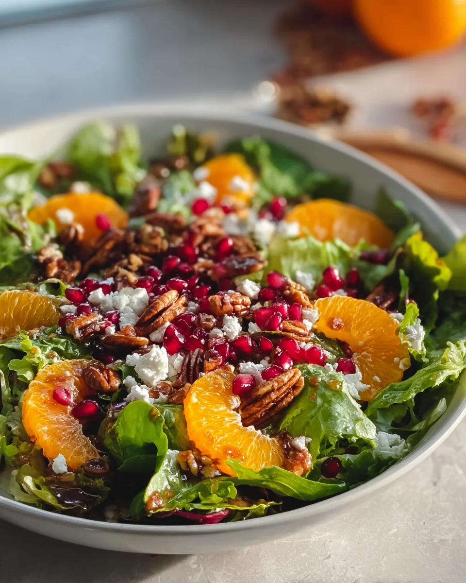 Weihnachtssalat mit Orangen, Granatapfel und Feta genießen
