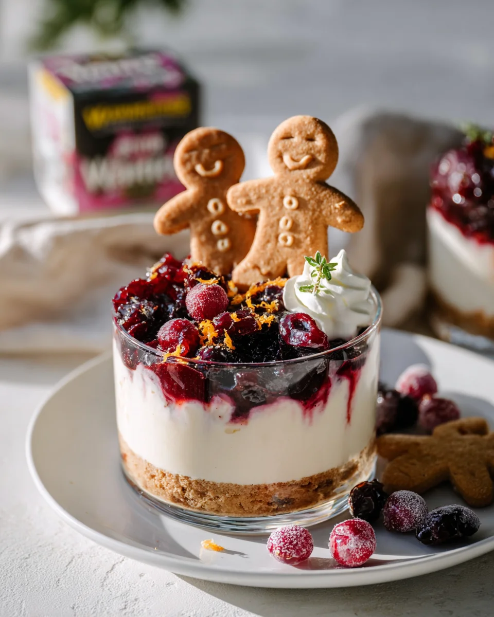No Bake Weiße Schokoladen Cheesecakes mit Glühweinfrüchten