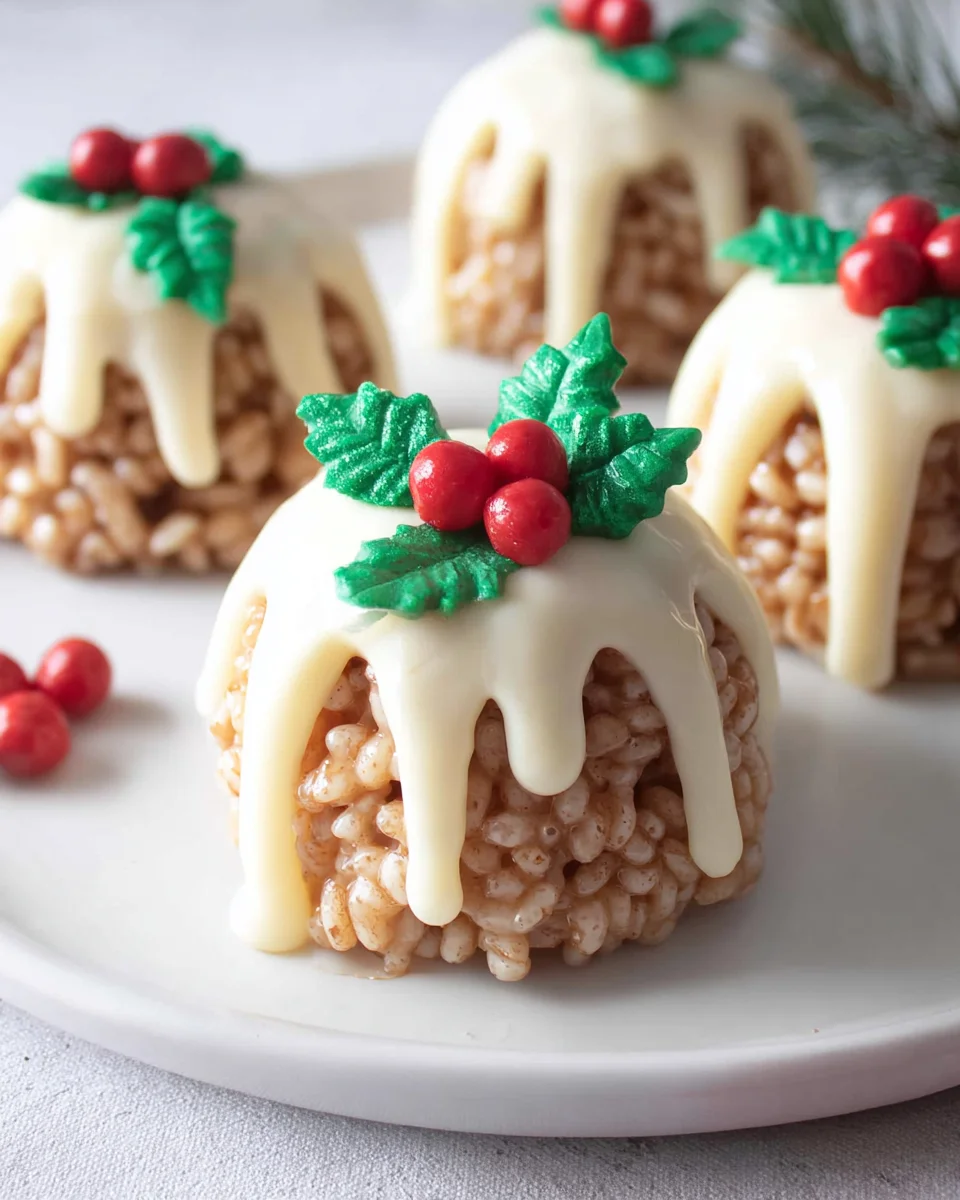 Leckere Rice Krispie Weihnachts-Puddings für die Festtage