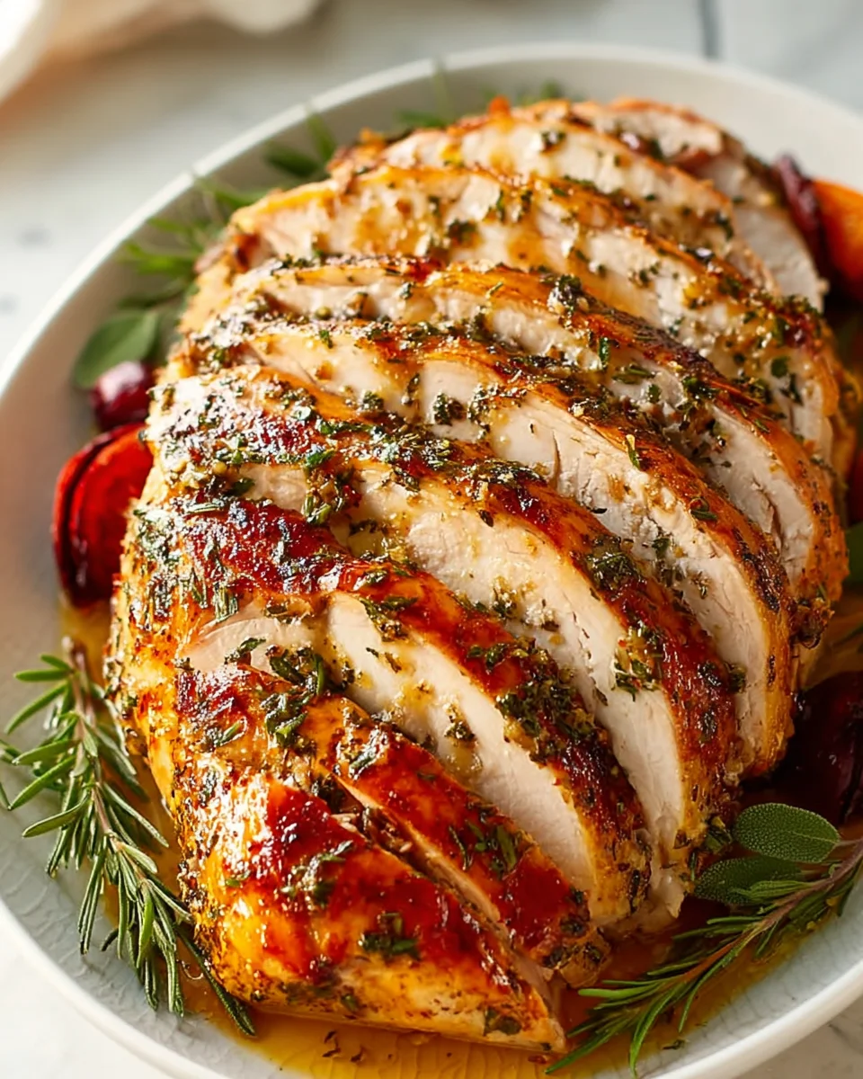 Geröstete Putenbrust mit Knoblauch-Kräuterbutter
