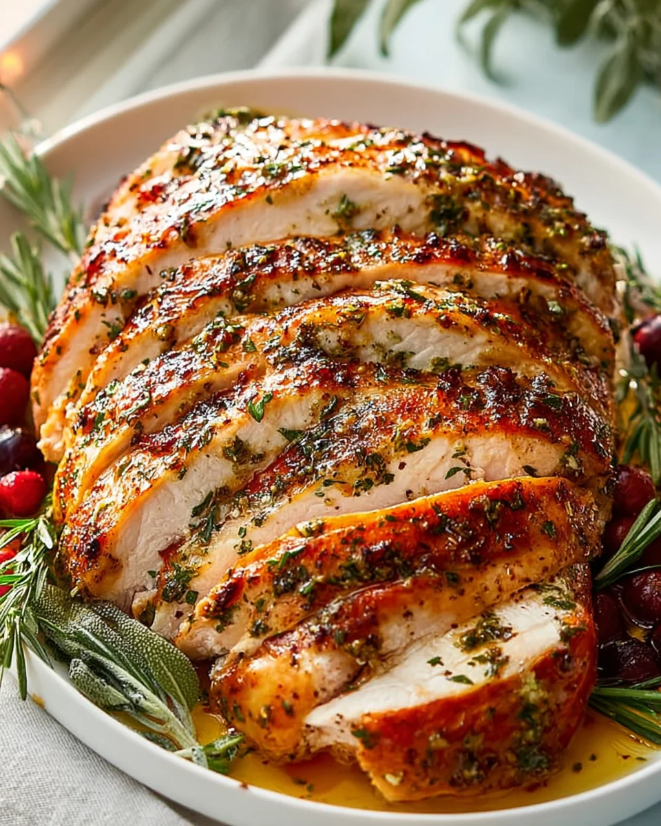 Geröstete Putenbrust mit Knoblauch-Kräuterbutter Rezept