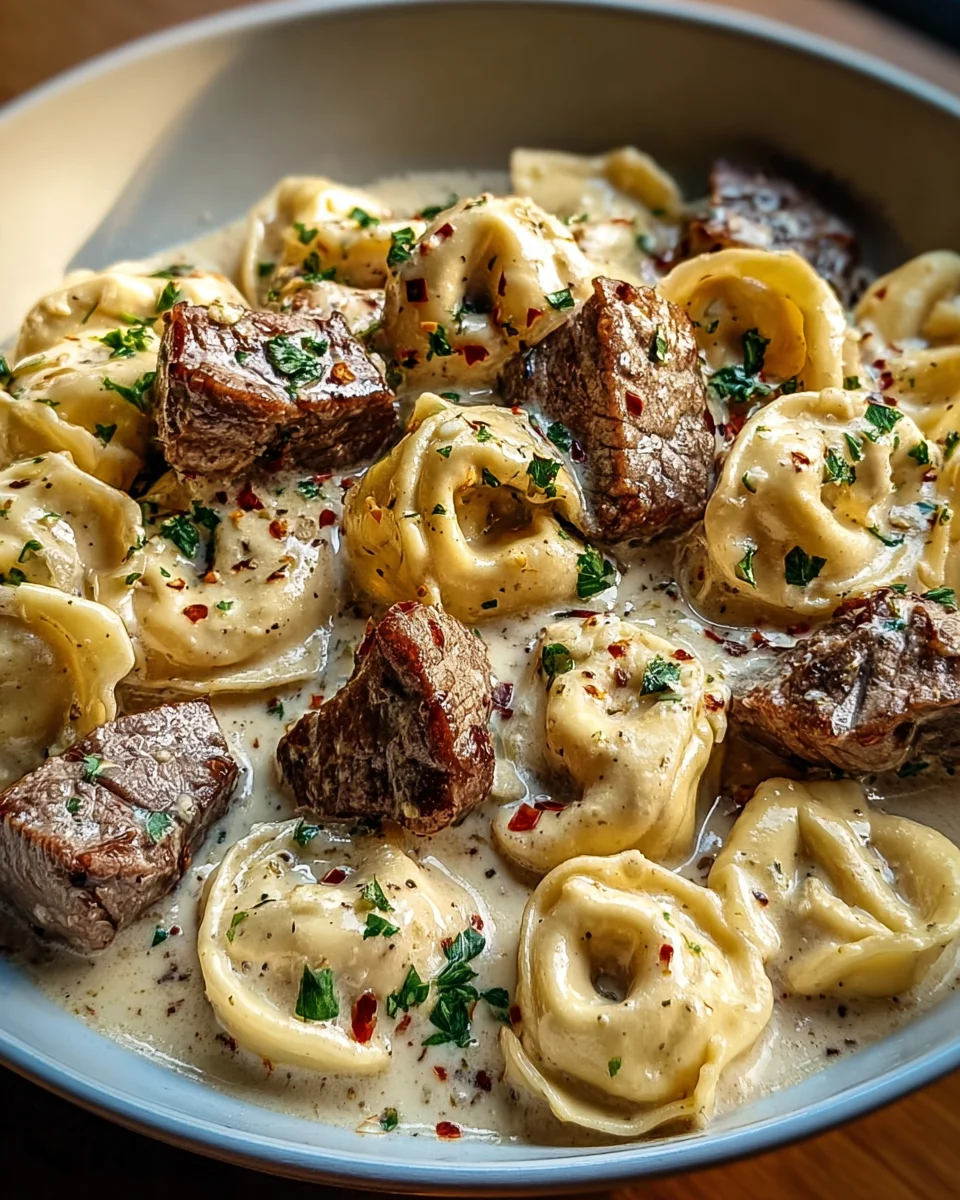 Cremige Knoblauch-Steak-Tortellini in Creamhouse-Sauce