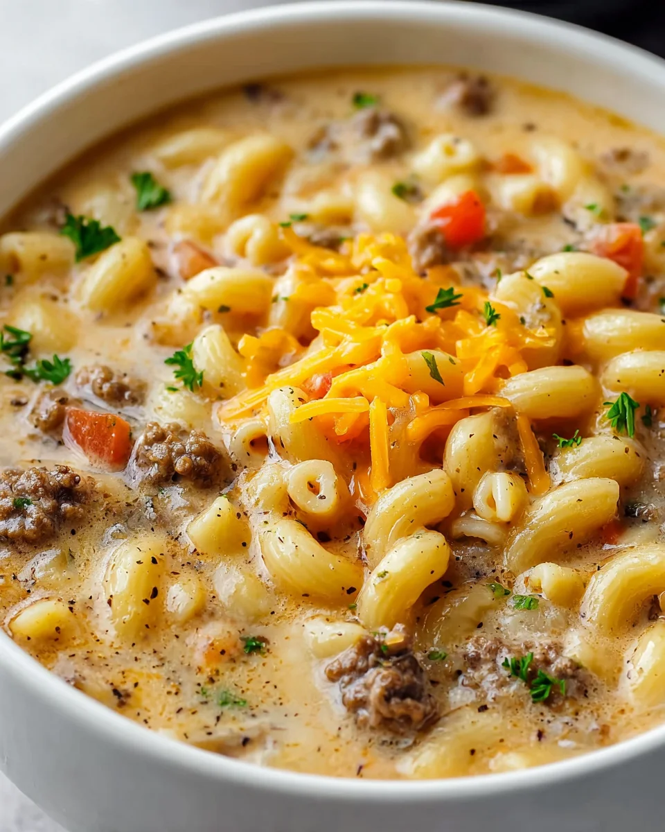 Macaroni Cheeseburger Suppe – Das beste Beef-Komfortgericht!