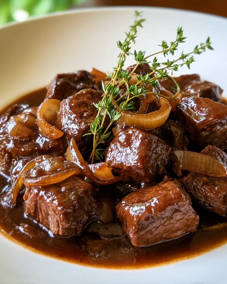Zartes Rindfleisch in Balsamico-Zwiebel-Sauce genießen