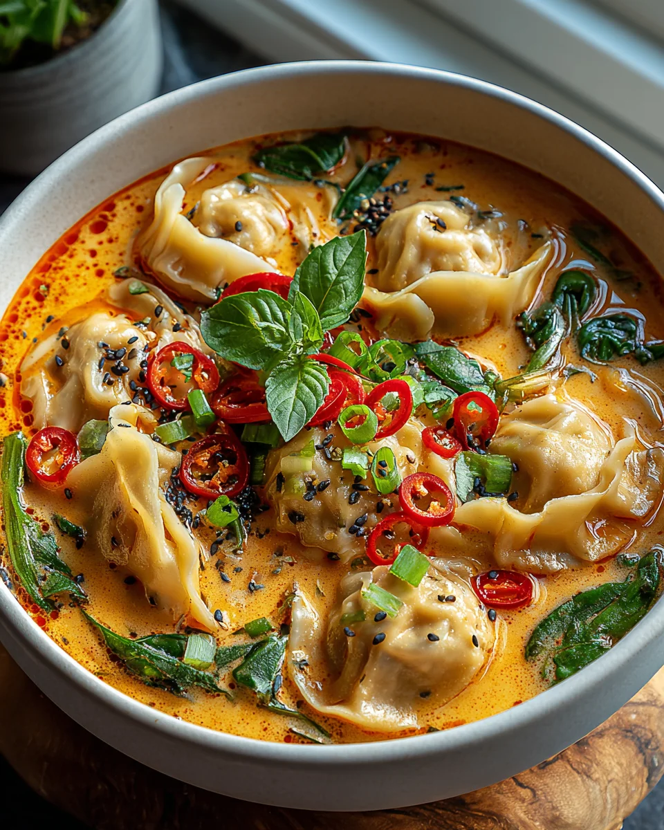 Thai Curry Dumpling Suppe: Köstliche Pot Sticker Rezeptidee