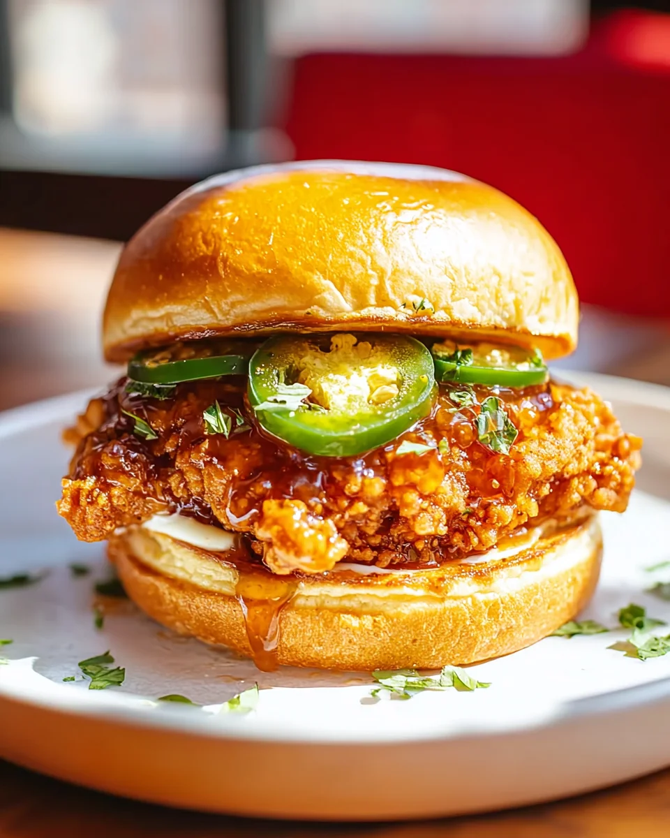 Jalapeno Honey Drenched Crispy Fried Chicken Sandwich Rezept