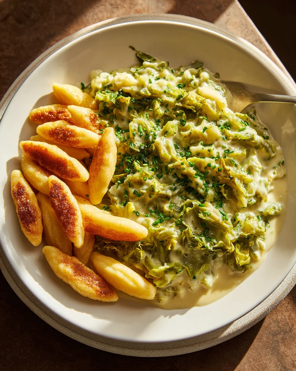 Cremiger Rahmwirsing mit Schupfnudeln – Deftig vegetarisch!