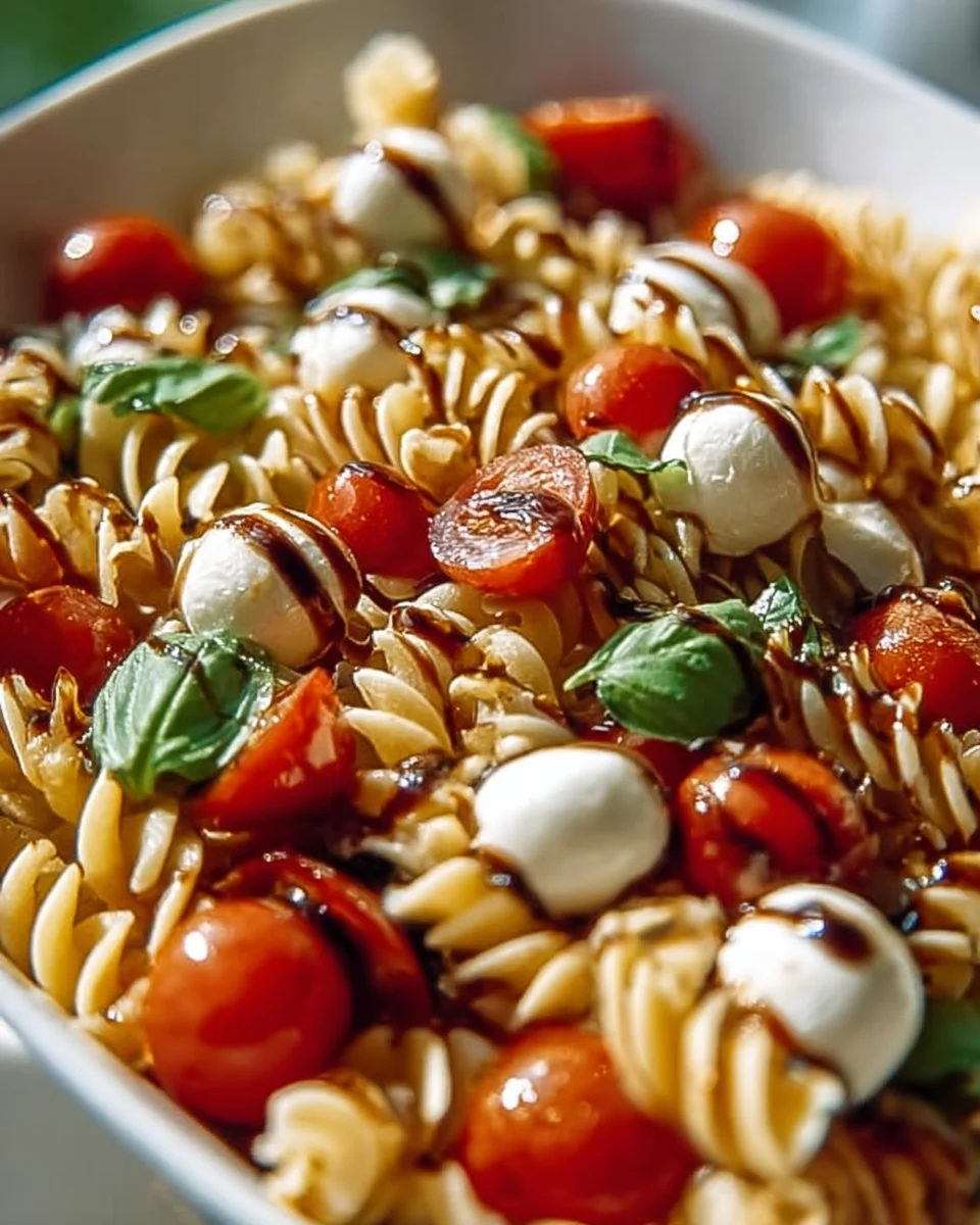 Frischer Caprese Nudelsalat mit Balsamico-Glasur – Dein Favorit