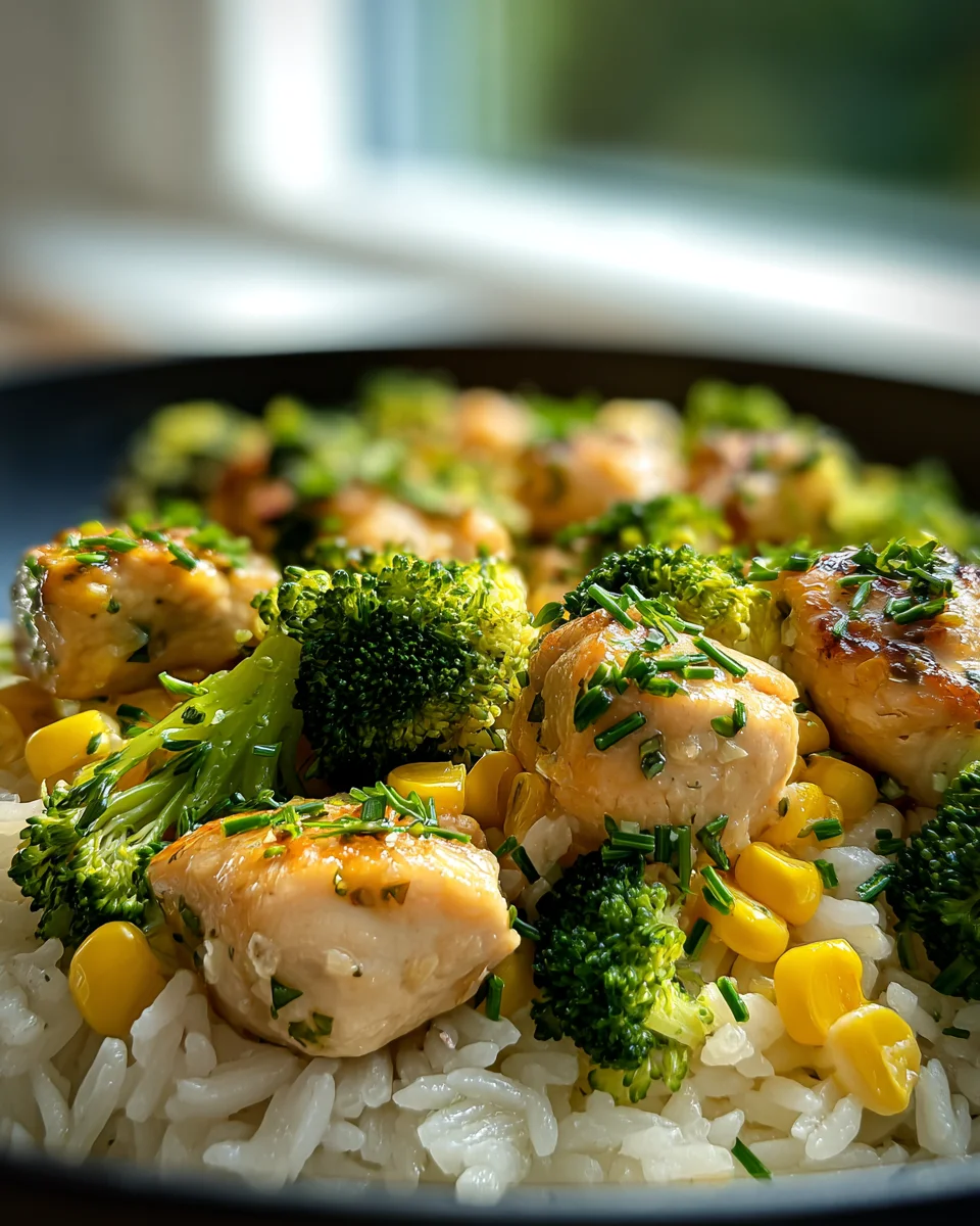 Hähnchen-Reis-Pfanne mit Brokkoli und Mais – Schnell & Lecker!