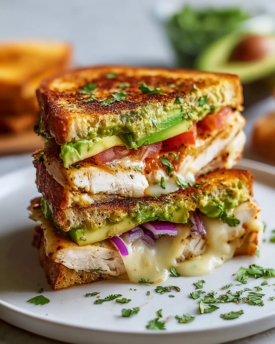 Leckeres Chicken Avocado Melt Sandwich Rezept zum Nachkochen!