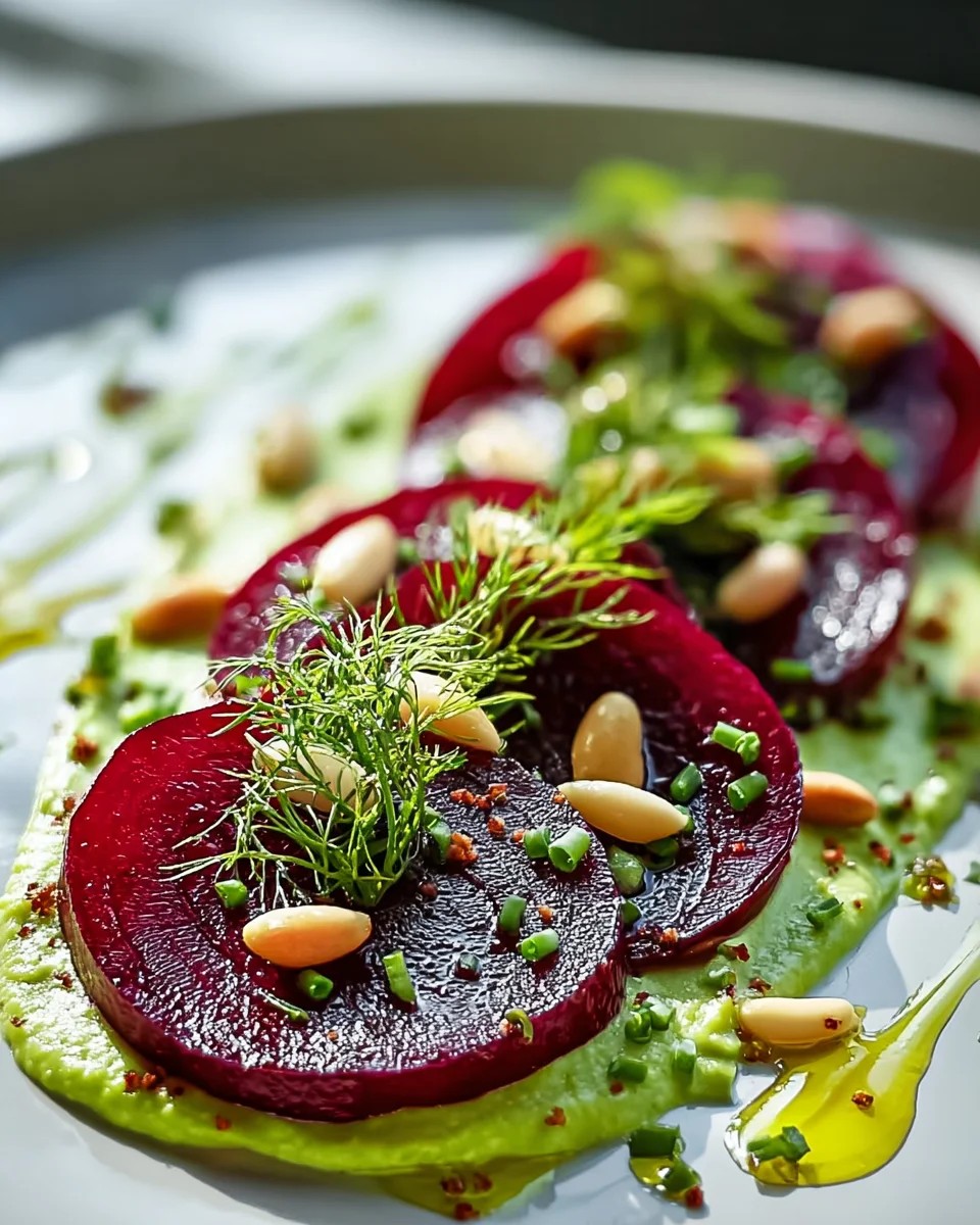 Rote Bete Carpaccio auf Avocado Creme – Ein Genuss!