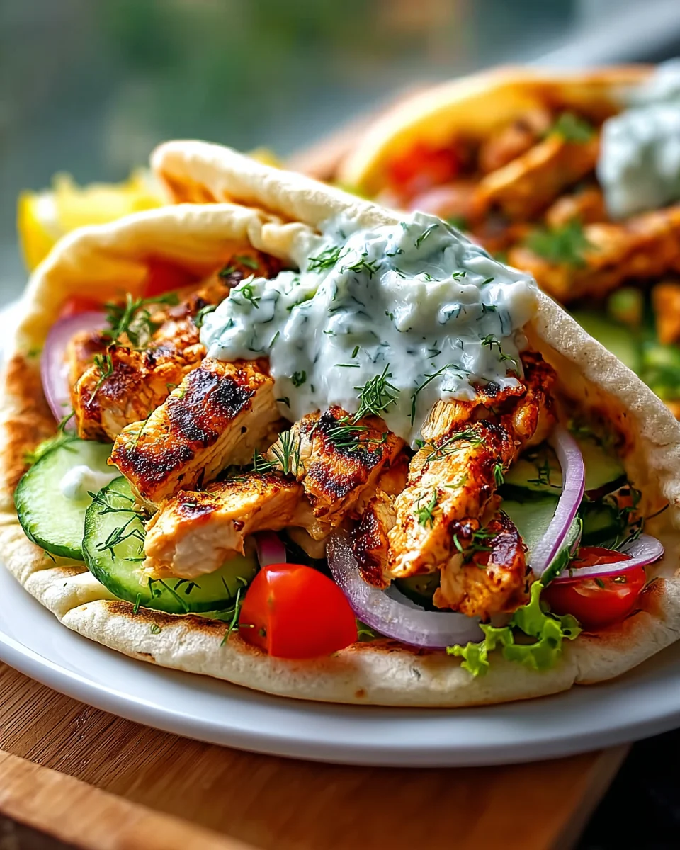Mediterranes Hähnchen Gyros mit Feta Tzatziki genießen!