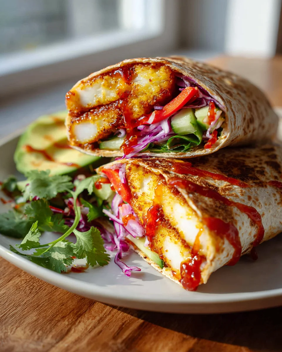 Einfache Sweet Chili Halloumi Wraps für ein vegetarisches Mittagessen