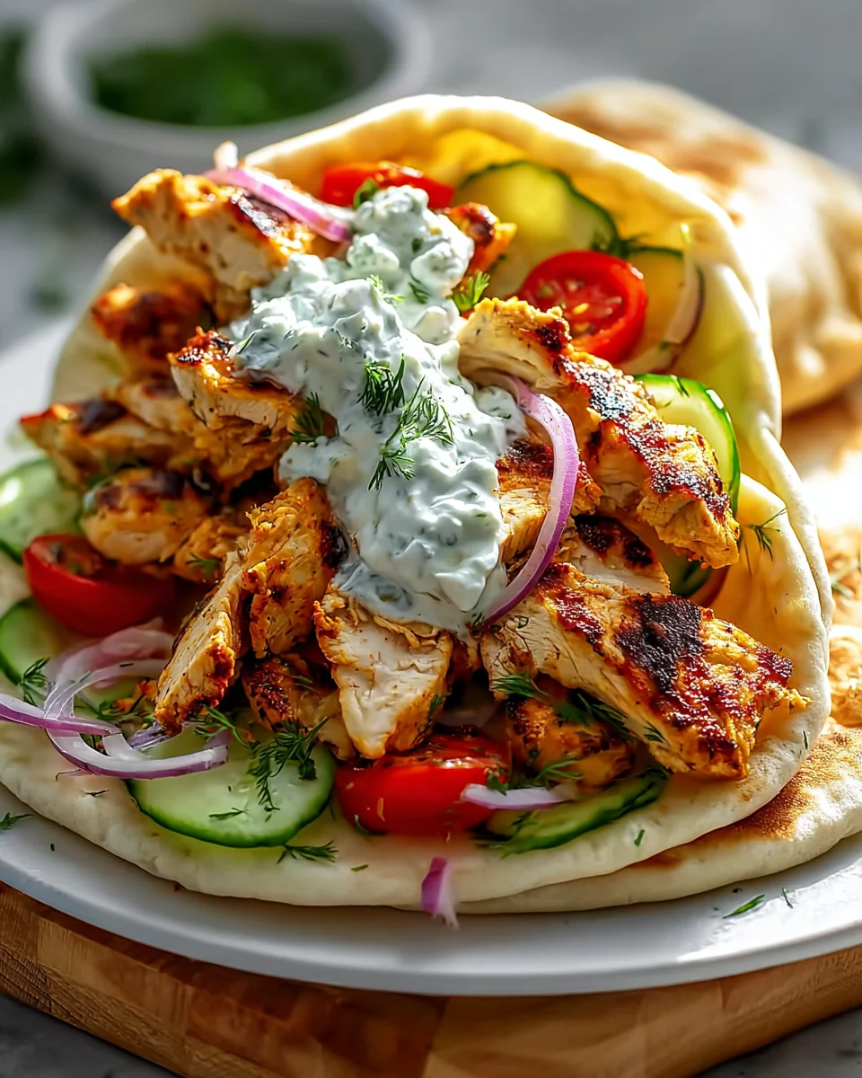 Mediterranes Hähnchen Gyros mit Feta Tzatziki genießen!
